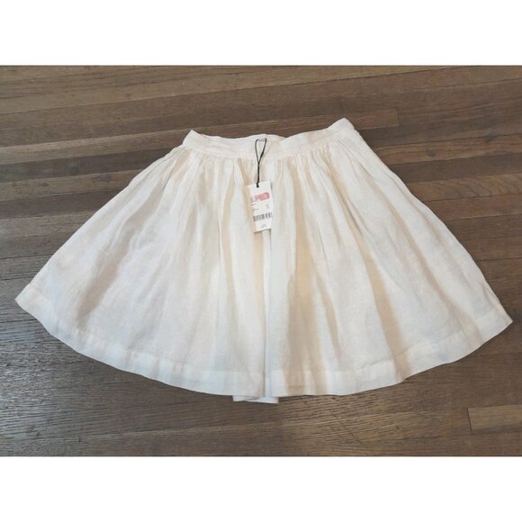 A Loves A Dresses & Skirts - New Size XS 100% Linen Pleated Academia Preppy Coquette Mini Skater Skirt White